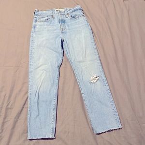 Light washed blue jeans